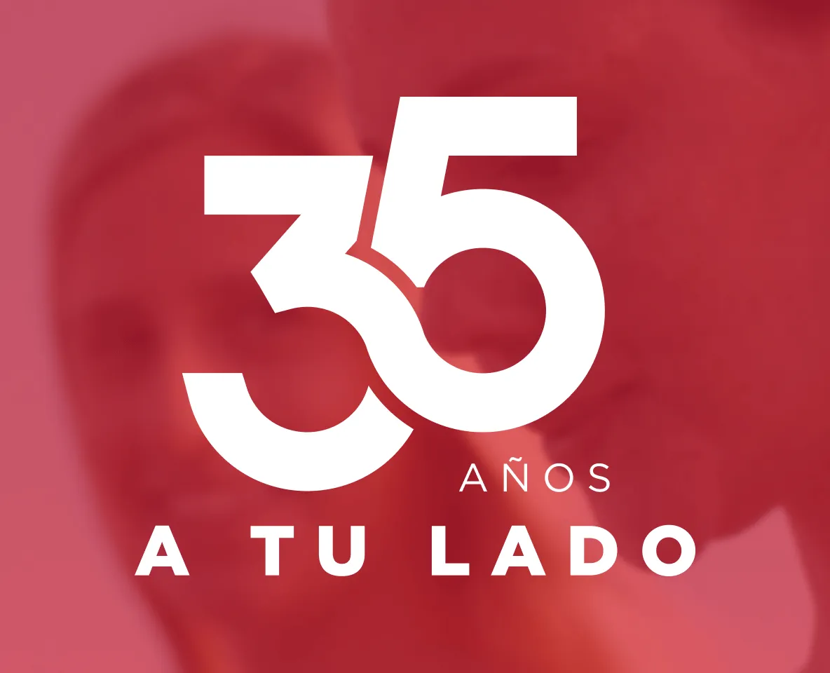 Ilustración sobre los 35 años de Cofidis apoyando a personas con soluciones de financiación adaptadas.