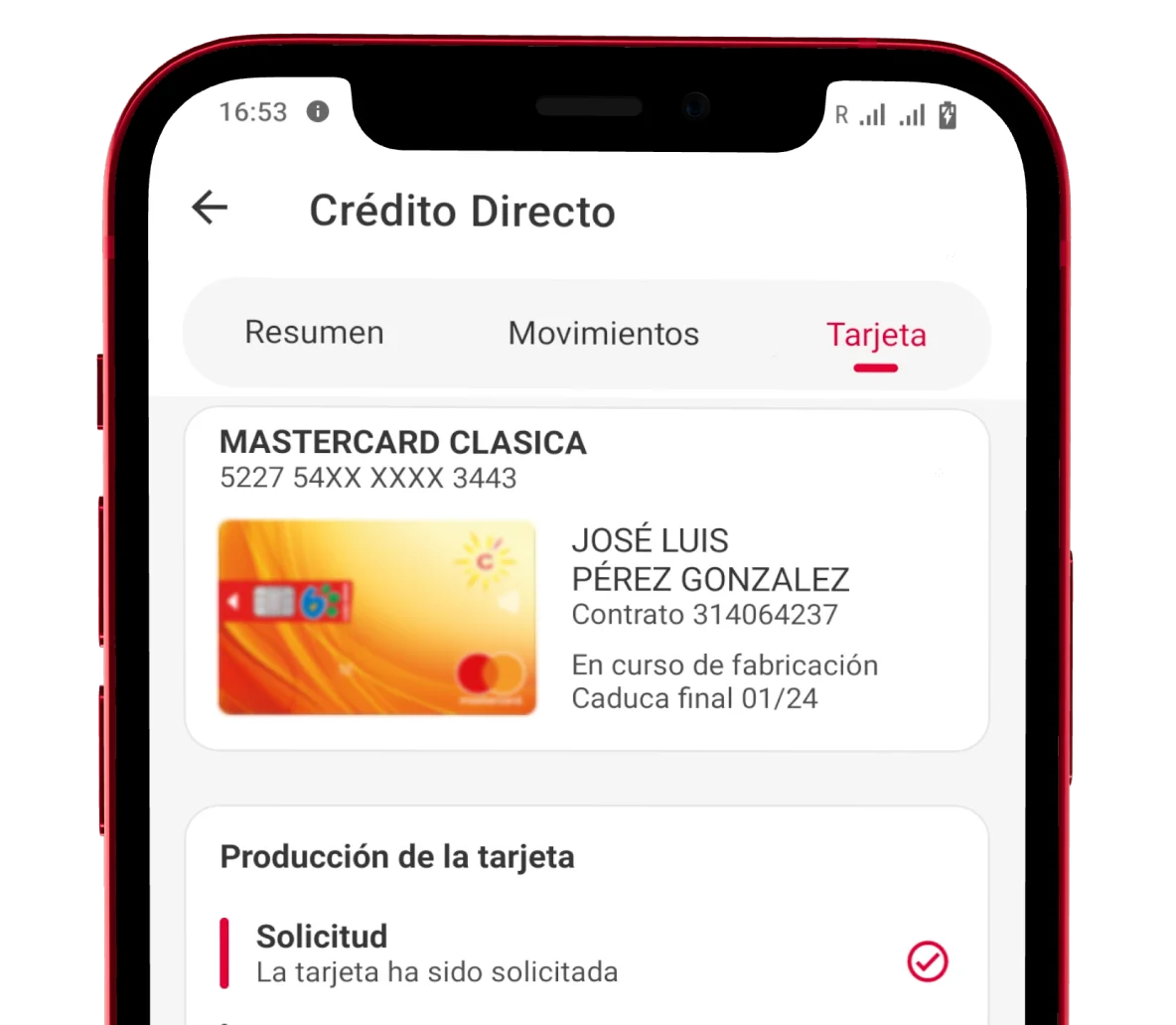 Captura del espacio cliente para solicitar la tarjeta revolving de Cofidis y empezar a pagar a plazos las compras.